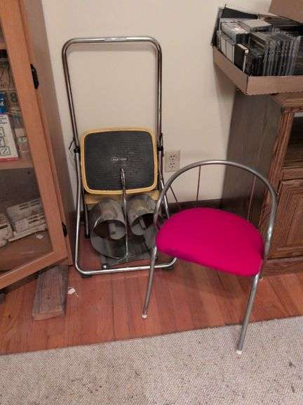 Vintage child's seat, step stool and magazine holder image