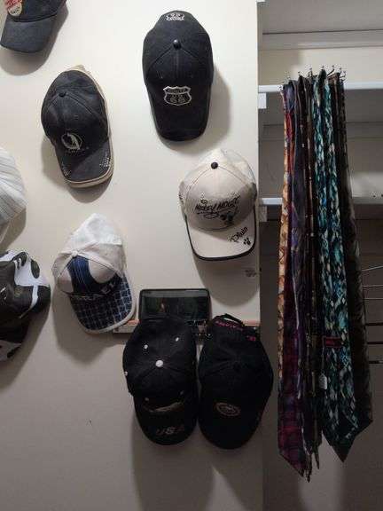 Jerry Garcia ties, vintage tie hanger and ball caps image
