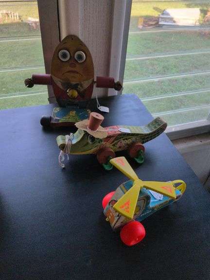 Vintage Fisher Price: Humpty Dumpty #757, Allie Gator #653 and Mini Copter #448 image