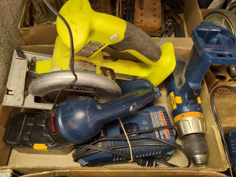 Ryobi Drill, Light, Battery, and Charger image