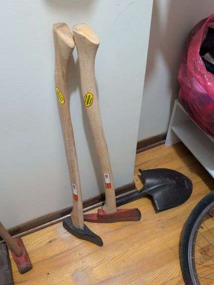 Two 36" Axe with hickory handles and shovel head image