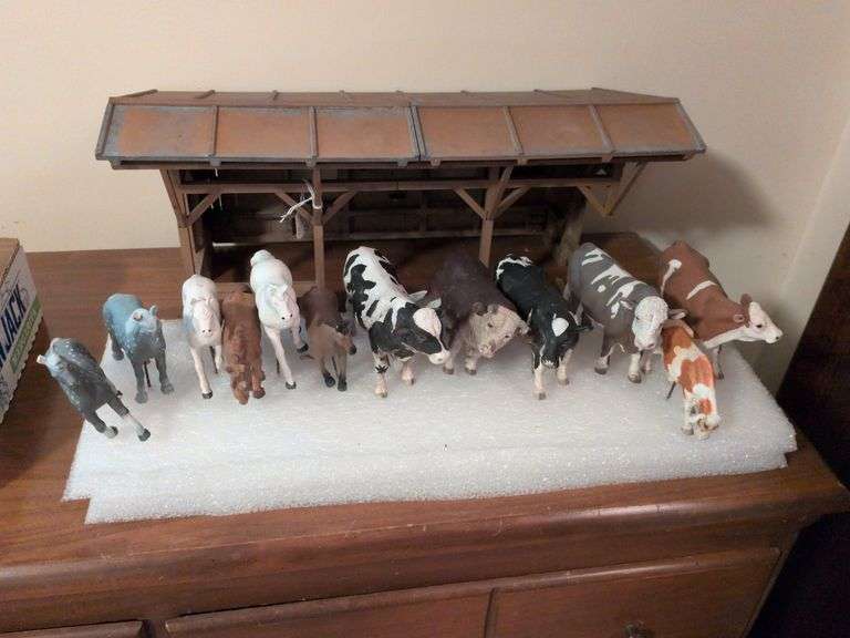 Barnyard animals and stable image