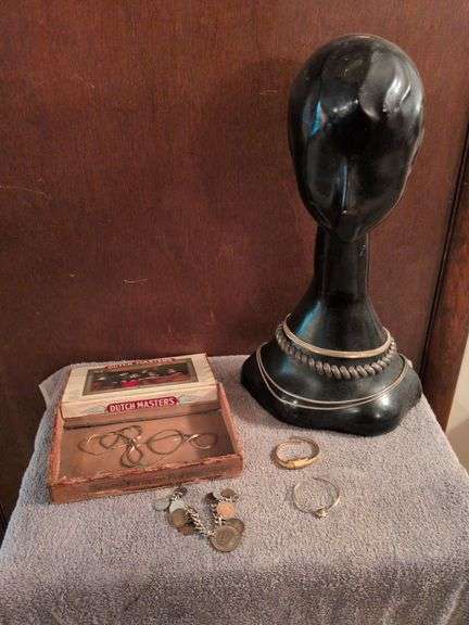 Vintage Jewelry, mannequin head and cigar box image