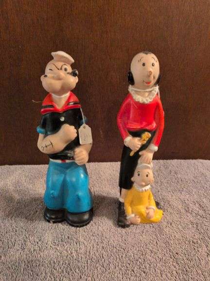9" Popeye and Olive Oyl w/Sweet pea squeeze toys from 1979 image