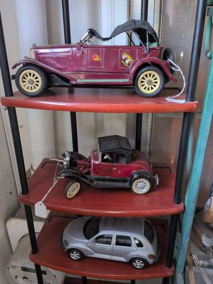 Hubley #854 Model A Ford, S-1925 Red rover friction car and Toymax PT Cruiser image