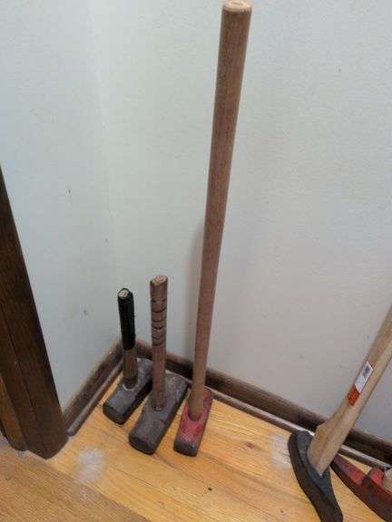 3 sledge hammers (2 broken handles) image