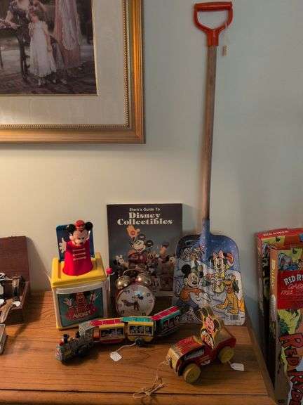 Vintage Disney toys, clock and book image