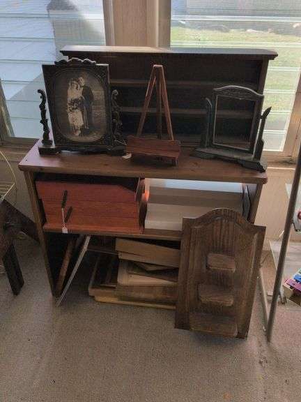 Wooden shelves, cutting boards, trays, frame and misc. image