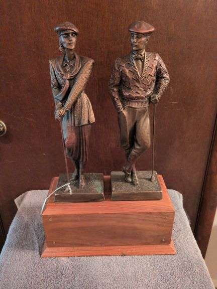 22" Vintage Austin Bronze Man and Lady golfer image