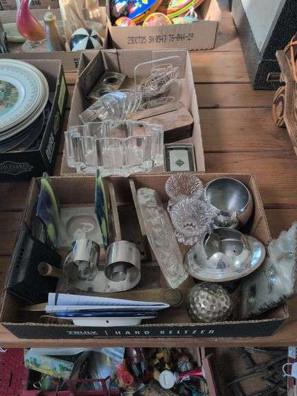 Vintage napkin holders, candle holders, dishes and misc. image