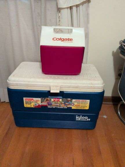 Colgate little playmate and Igloo legend 54 quart cooler image