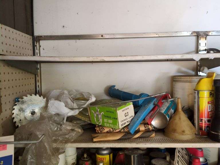 Garage Items on Shelves and Wall image