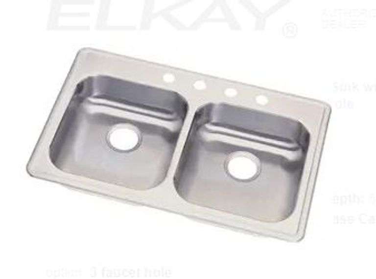 Elkay Dayton Collection 33 Inch Drop-In Double Bowl Stainless Steel Sink