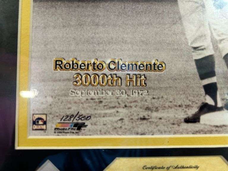 Roberto Clemente Framed Game Used Jersey Piece
