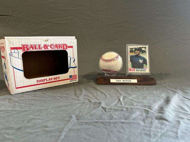 Dave Winfield Signed Baseball and Card Display Set