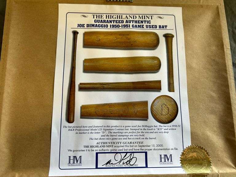 Joe Dimaggio Framed Game Used Bat Piece