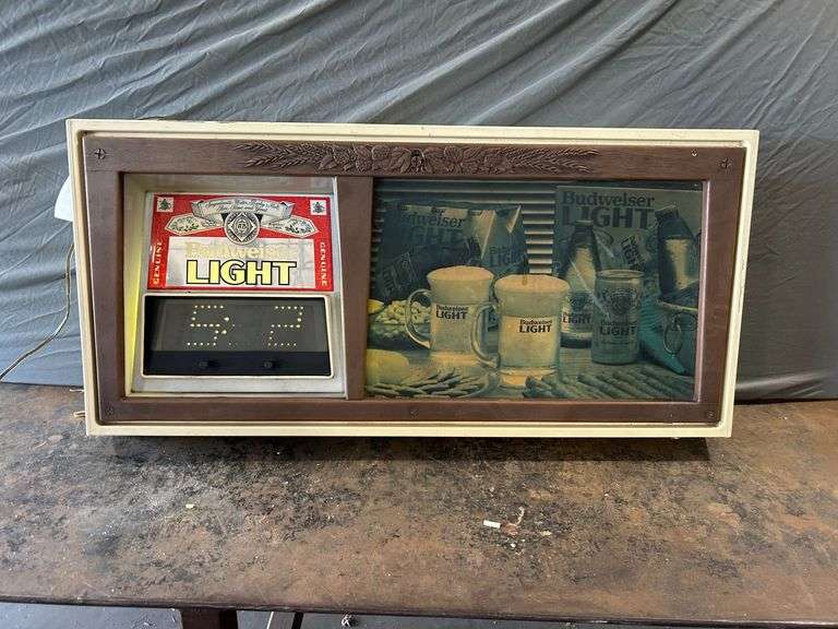 Budweiser Light Lighted Bar Clock