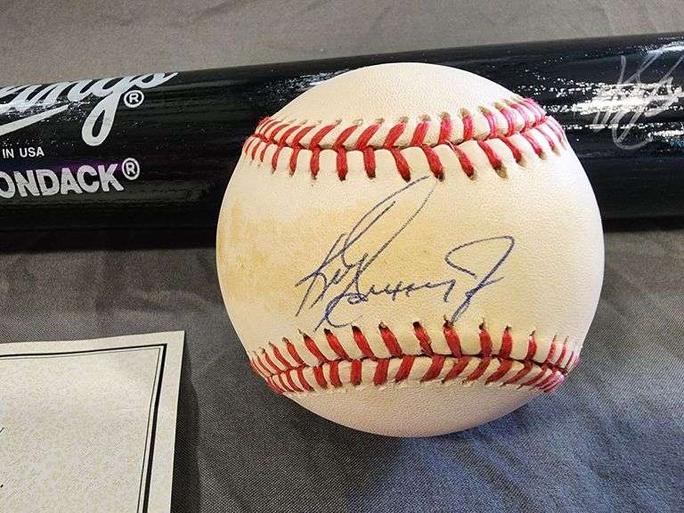 Ken Griffey Jr Autographed Rawlings Bat and Ball