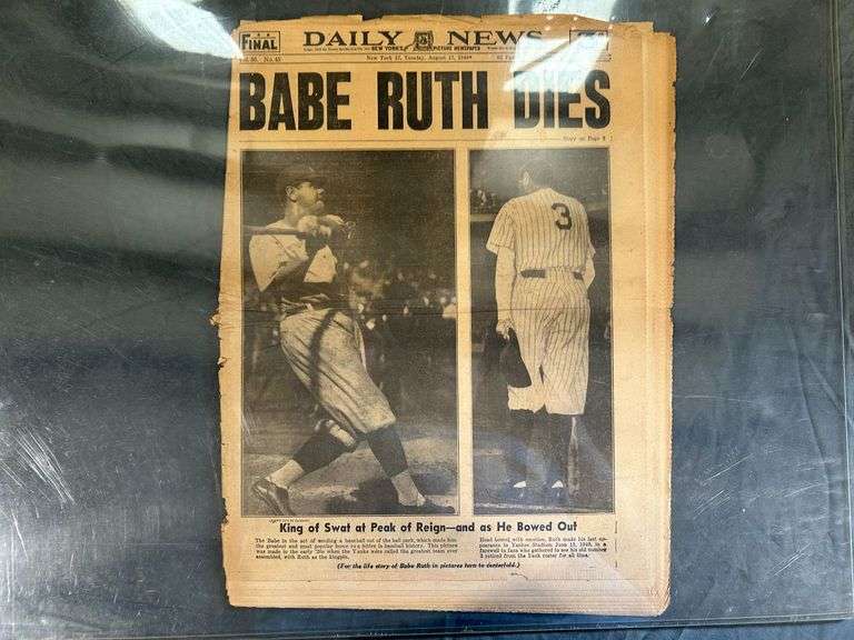 Babe Ruth August 17th 1948 New York Daily Newspaper