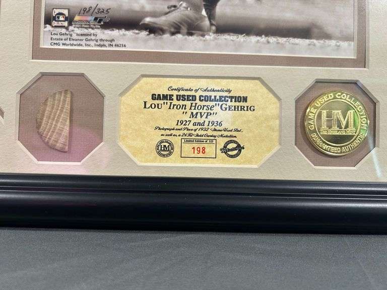 Lou Gehrig Framed Game Used Bat Piece