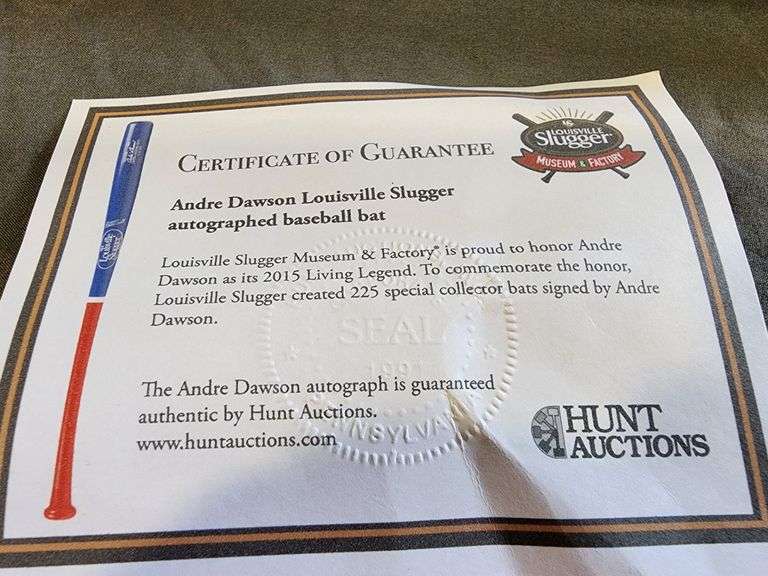 Andre Dawson Autographed Louisville Slugger Special Edition Bat