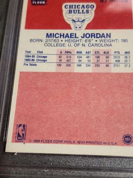 PSA NM-MT Grade 8 1986 Michael Jordan Fleer Number 57 Rookie Card