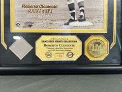Roberto Clemente Framed Game Used Jersey Piece