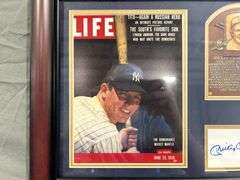 Framed Mickey Mantle 1956 Life Magazine Picture and Signature