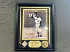 Roberto Clemente Framed Game Used Jersey Piece