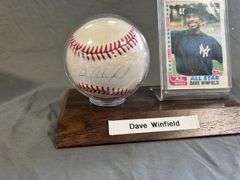 Dave Winfield Signed Baseball and Card Display Set