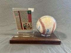 Clete Boyer Signed Baseball and Card display Set