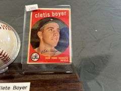 Clete Boyer Signed Baseball and Card display Set