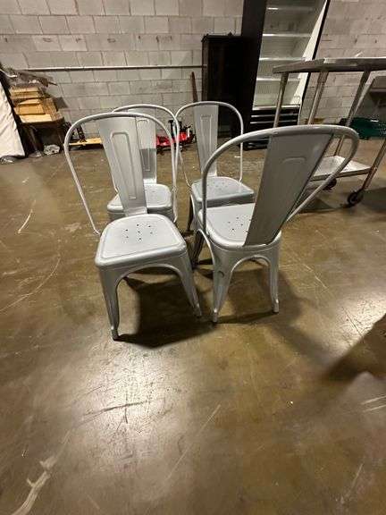 (4x) Gray Metal Table Height Chairs