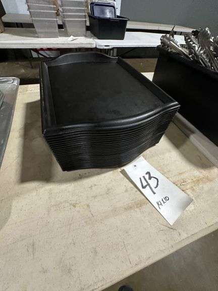 Stack of Black Serving Trays 14" x 10"