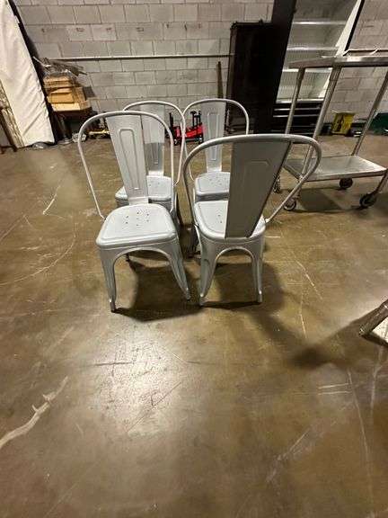 (4x) Gray Metal Table Height Chairs