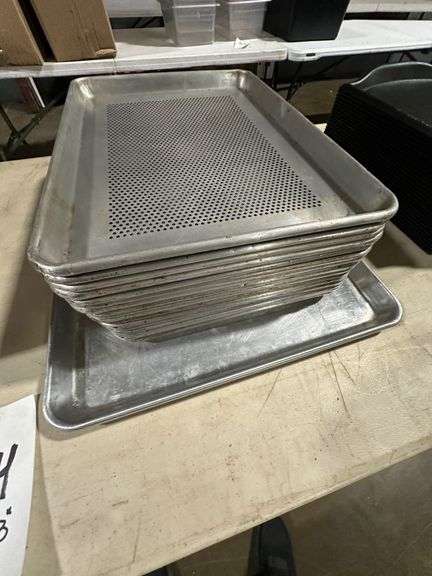 Stack of Metal Food Trays 17" x 13"