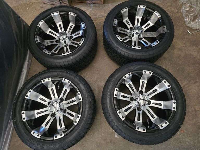 (4) New RHOX 12" 4 Lug Golf Cart Wheels and Tires
