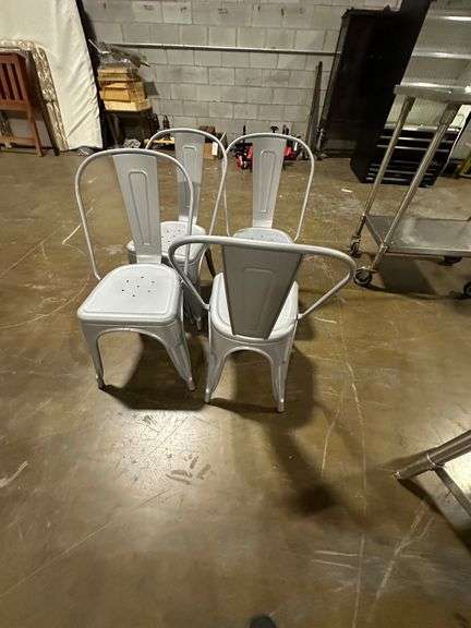 (4x) Gray Metal Table Height Chairs