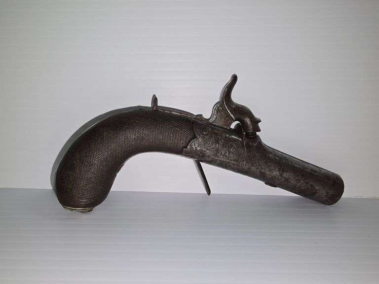 Single Shot Percussion Drop Trigger Black Powder Pistol with Crown/Crossed Sceptors Proof Marks image