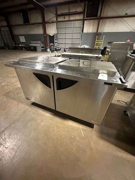 Turbo Air Stainless Steel Super Deluxe Series 60" Flat Lid Two Door Mega Top Prep Table