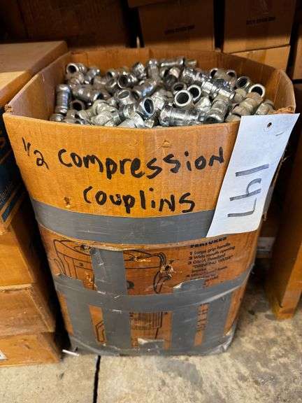 Massive Box of 3/4-Inch Compression Couplings for Electrical Conduit image