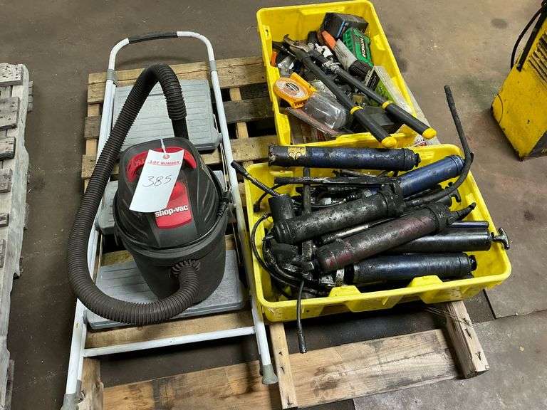 Small Shop Vac, Grease Guns, Step Ladder image