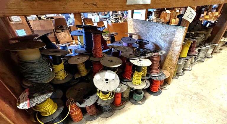 Grouping of Partial Electrical Wire Spools Featuring Various Gauges and Lengths image