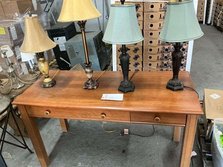 Four Lights and a Wood Desk image