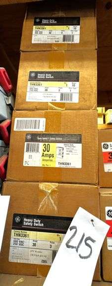 Four GE Heavy Duty Safety Switches , THN3361, 30 Amps, 600 VAC, 250 VDC image