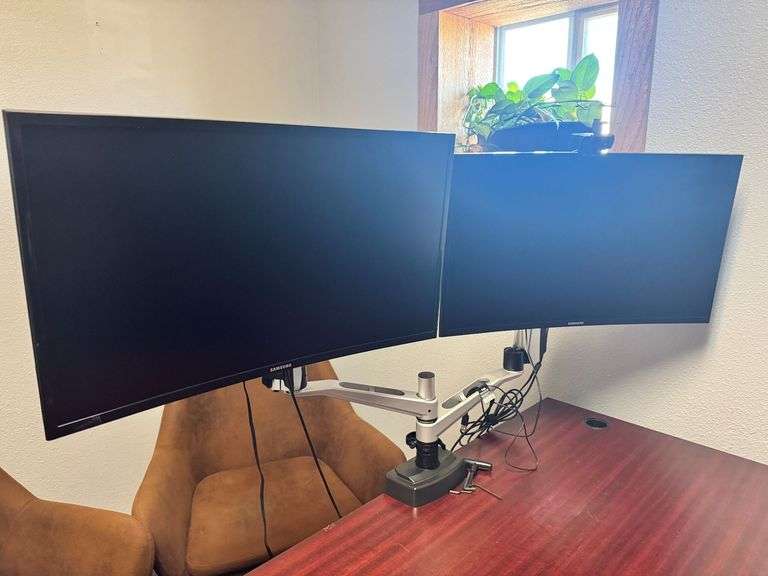 Two Samsung Monitors with Stand image