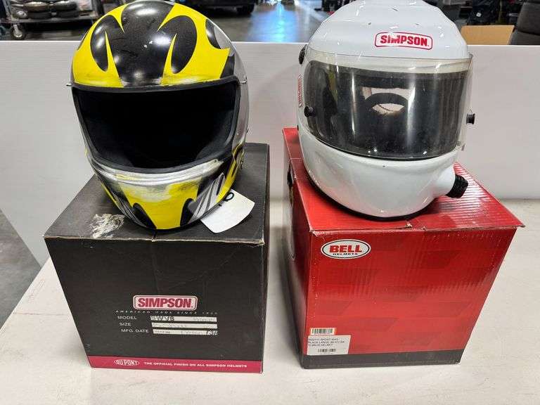 Helmet Missing Face Shield and Helmet with Hole Drilled in Back image