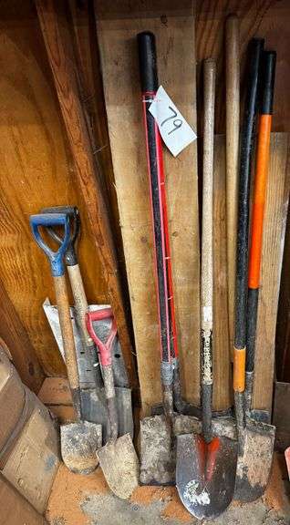 Grouping of Assorted Shovels and Digging Tools – Round Point, Square Point, and Trenching Styles image
