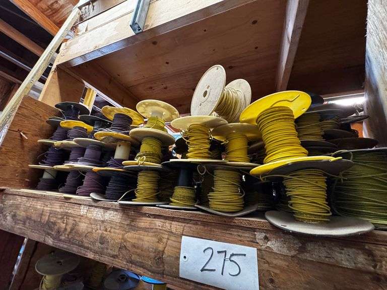 Grouping of Partial Electrical Wire Spools Featuring Various Gauges and Lengths Including 14 AWG Laribee Type THHN or THWN image