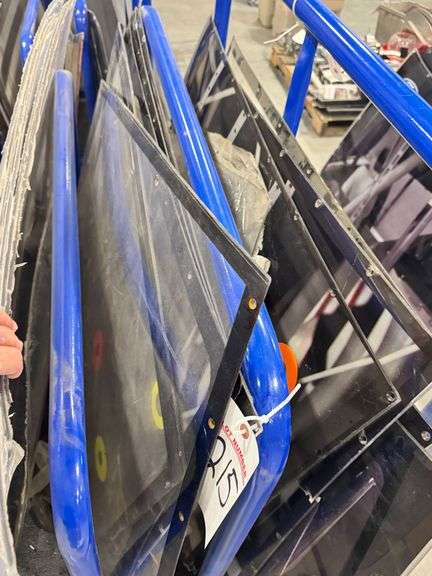 Rear Windscreens and side windows, seventeen pcs, some with simulator graphics image